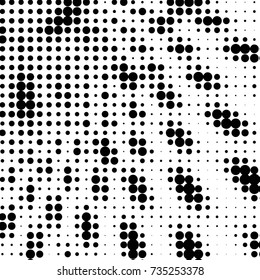 Grunge halftone black and white dots texture background. Spotted vector Abstract Texture