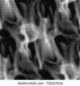 Grunge halftone black and white dots texture background. Spotted vector Abstract Texture