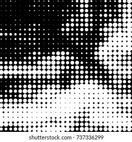 Grunge halftone black and white dots texture background. Spotted vector Abstract Texture