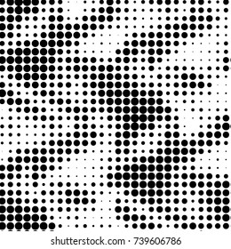 Grunge halftone black and white dots texture background. Spotted vector Abstract Texture