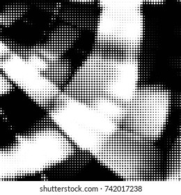 Grunge halftone black and white dots texture background. Spotted vector Abstract Texture