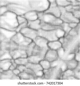 Grunge halftone black and white dots texture background. Spotted vector Abstract Texture