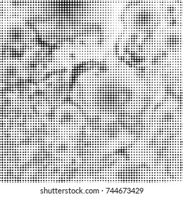Grunge halftone black and white dots texture background. Spotted vector Abstract Texture