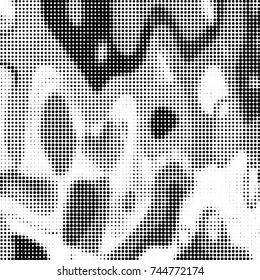 Grunge halftone black and white dots texture background. Spotted vector Abstract Texture