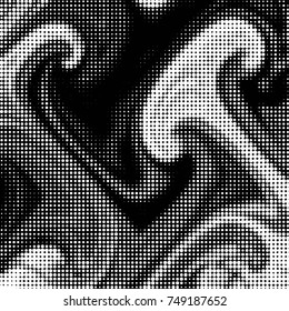 Grunge halftone black and white dots texture background. Spotted vector Abstract Texture