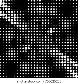 Grunge halftone black and white dots texture background. Spotted vector Abstract Texture