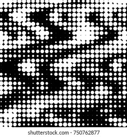 Grunge halftone black and white dots texture background. Spotted vector Abstract Texture