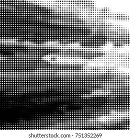 Grunge halftone black and white dots texture background. Spotted vector Abstract Texture