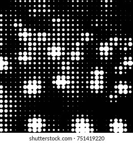 Grunge halftone black and white dots texture background. Spotted vector Abstract Texture