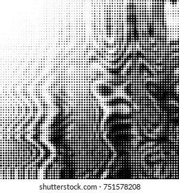 Grunge halftone black and white dots texture background. Spotted vector Abstract Texture