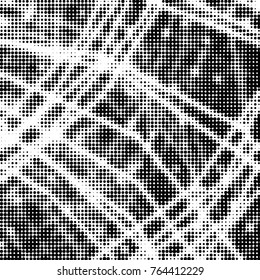 Grunge halftone black and white dots texture background. Spotted vector Abstract Texture
