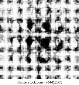 Grunge halftone black and white dots texture background. Spotted vector Abstract Texture
