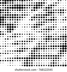 Grunge halftone black and white dots texture background. Spotted vector Abstract Texture
