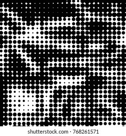 Grunge halftone black and white dots texture background. Spotted vector Abstract Texture
