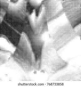 Grunge halftone black and white dots texture background. Spotted vector Abstract Texture
