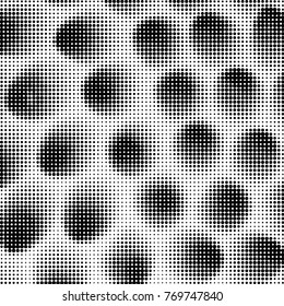 Grunge halftone black and white dots texture background. Spotted vector Abstract Texture
