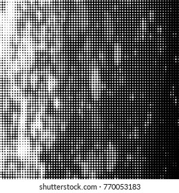 Grunge halftone black and white dots texture background. Spotted vector Abstract Texture

