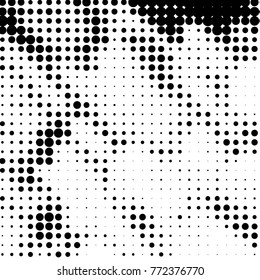 Grunge halftone black and white dots texture background. Spotted vector Abstract Texture
