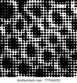 Grunge halftone black and white dots texture background. Spotted vector Abstract Texture

