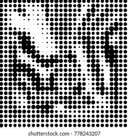 Grunge halftone black and white dots texture background. Spotted vector Abstract Texture