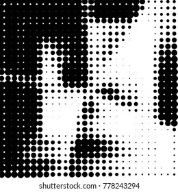 Grunge halftone black and white dots texture background. Spotted vector Abstract Texture
