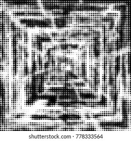 Grunge halftone black and white dots texture background. Spotted vector Abstract Texture
