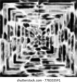Grunge halftone black and white dots texture background. Spotted vector Abstract Texture
