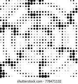 Grunge halftone black and white dots texture background. Spotted vector Abstract Texture

