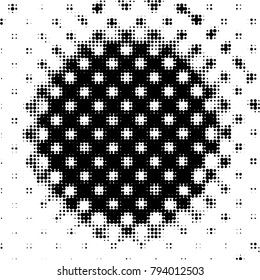 Grunge halftone black and white dots texture background. Spotted vector Abstract Texture
