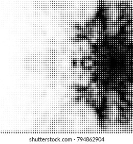 Grunge halftone black and white dots texture background. Spotted vector Abstract Texture
