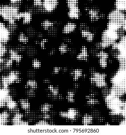 Grunge halftone black and white dots texture background. Spotted vector Abstract Texture

