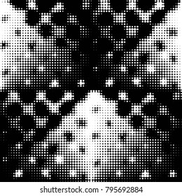 Grunge halftone black and white dots texture background. Spotted vector Abstract Texture
