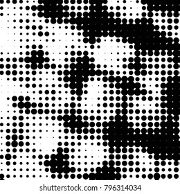 Grunge halftone black and white dots texture background. Spotted vector Abstract Texture
