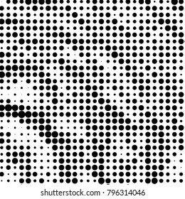 Grunge halftone black and white dots texture background. Spotted vector Abstract Texture
