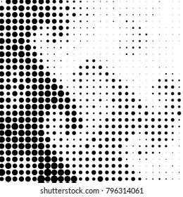 Grunge halftone black and white dots texture background. Spotted vector Abstract Texture
