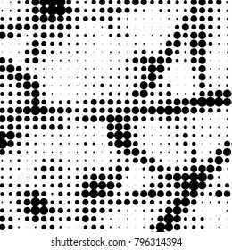 Grunge halftone black and white dots texture background. Spotted vector Abstract Texture
