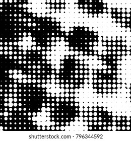Grunge halftone black and white dots texture background. Spotted vector Abstract Texture
