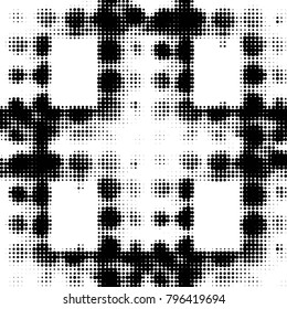 Grunge halftone black and white dots texture background. Spotted vector Abstract Texture
