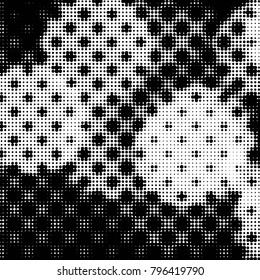 Grunge halftone black and white dots texture background. Spotted vector Abstract Texture
