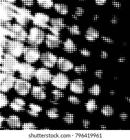Grunge halftone black and white dots texture background. Spotted vector Abstract Texture
