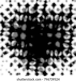 Grunge halftone black and white dots texture background. Spotted vector Abstract Texture
