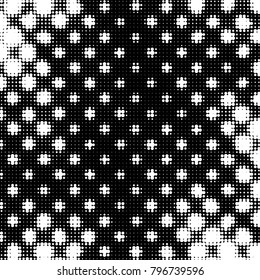 Grunge halftone black and white dots texture background. Spotted vector Abstract Texture
