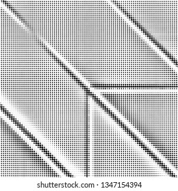 Grunge halftone black and white dotted texture background. Spotted vector abstract overlay. Monochrome pattern for web design, advertisment banners, comic books, manga, posters, pakaging