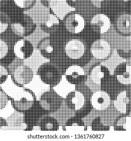 Grunge halftone black and white dotted texture background. Spotted vector abstract overlay. Monochrome pattern for web design, advertisment banners, comic books, manga, posters, pakaging