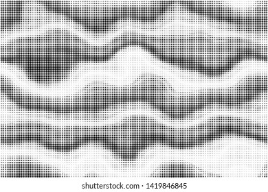 Grunge halftone black and white dotted texture background. Spotted vector abstract overlay. Textured vintage backdrop. Monochrome pattern for web design, covers, photo overlay, posters.