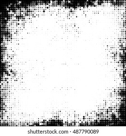 Grunge halftone  black and white frame