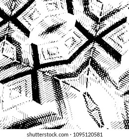 Grunge halftone black and white line texture background. Abstract stripe vector illustration Texture
