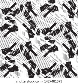 Grunge halftone black and white line texture background. Abstract stripe vector illustration Texture