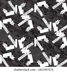Grunge halftone black and white line texture background. Abstract stripe vector illustration Texture