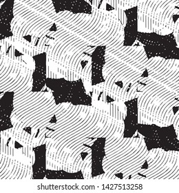 Grunge halftone black and white line texture background. Abstract stripe vector illustration Texture